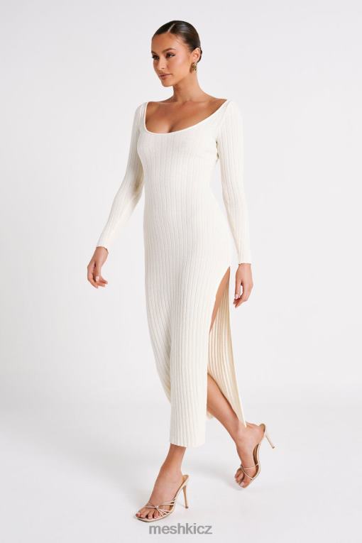 oblečení Meshki maxi šaty z cínie úpletu s rozparkem bílý V0D0D86