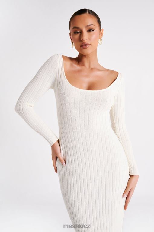 oblečení Meshki maxi šaty z cínie úpletu s rozparkem bílý V0D0D86