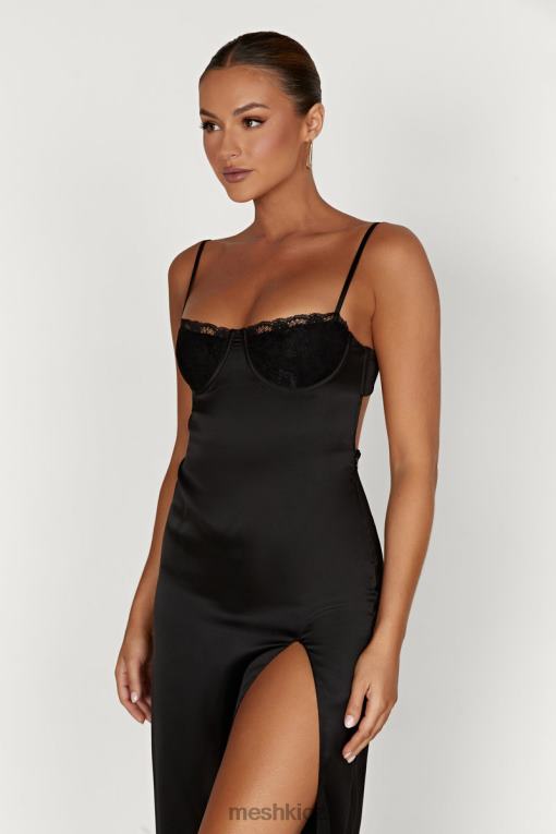 oblečení Meshki saténové maxi šaty zuleyka Černá V0D0D447