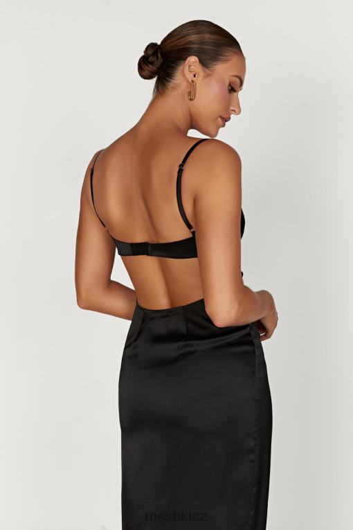 oblečení Meshki saténové maxi šaty zuleyka Černá V0D0D447