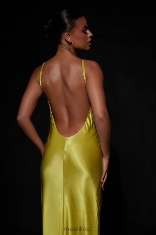 oblečení Meshki saténově vykrojené maxi šaty lucia chartreuse V0D0D530