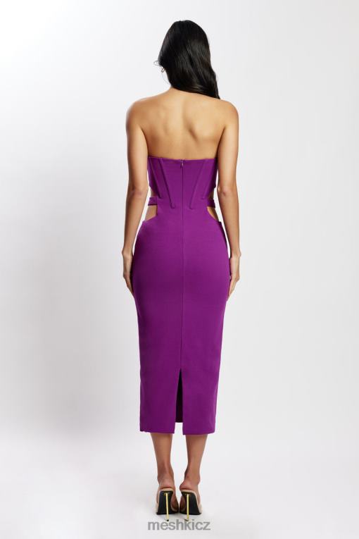 oblečení Meshki Catherine vystřihla midi šaty fialový V0D0D626