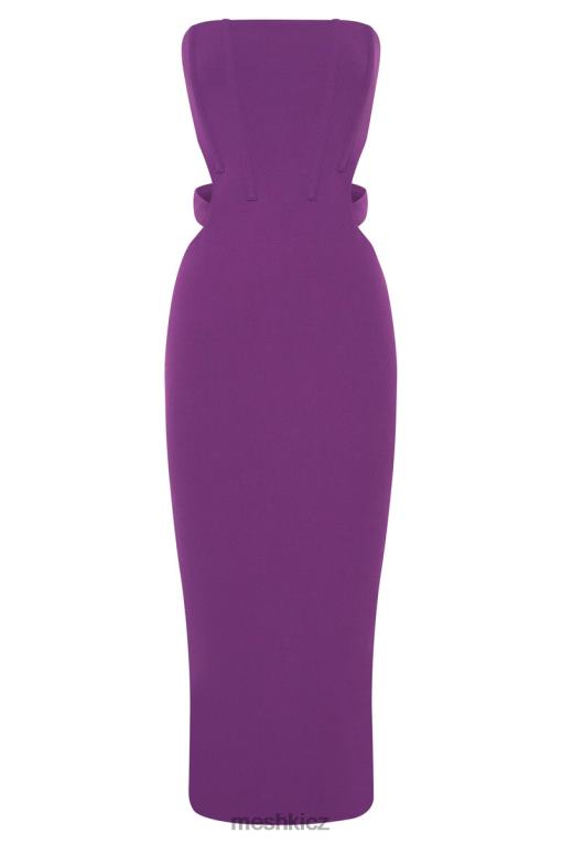 oblečení Meshki Catherine vystřihla midi šaty fialový V0D0D626