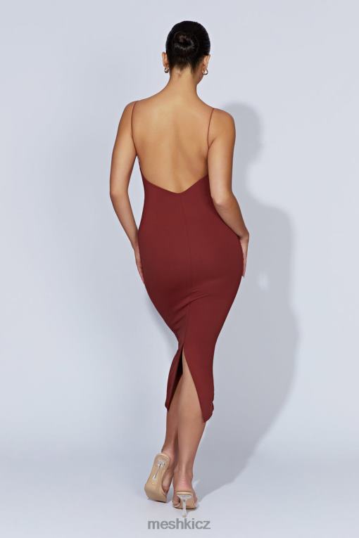 oblečení Meshki Midi šaty lexia scoop s nízkým výstřihem třešňová čokoláda V0D0D551