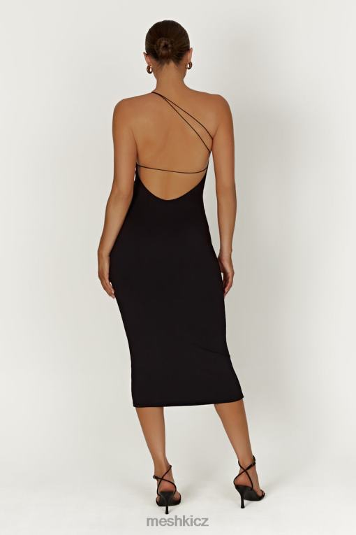 oblečení Meshki Midi šaty rosalind z recyklovaného nylonu na jedno rameno Černá V0D0D377