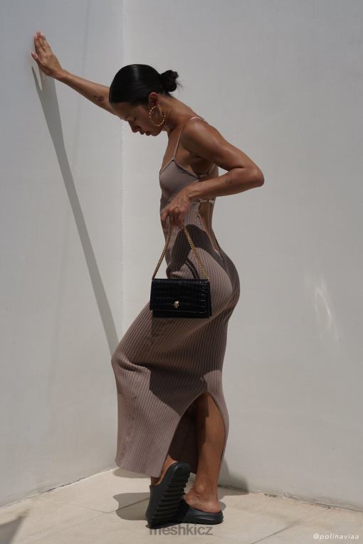 oblečení Meshki Pletené midi šaty avalon bez zad taupe V0D0D350