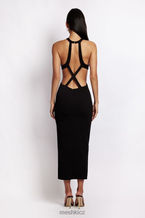 oblečení Meshki briana vystřihla midi šaty Černá V0D0D721