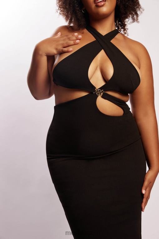 oblečení Meshki briana vystřihla midi šaty Černá V0D0D721