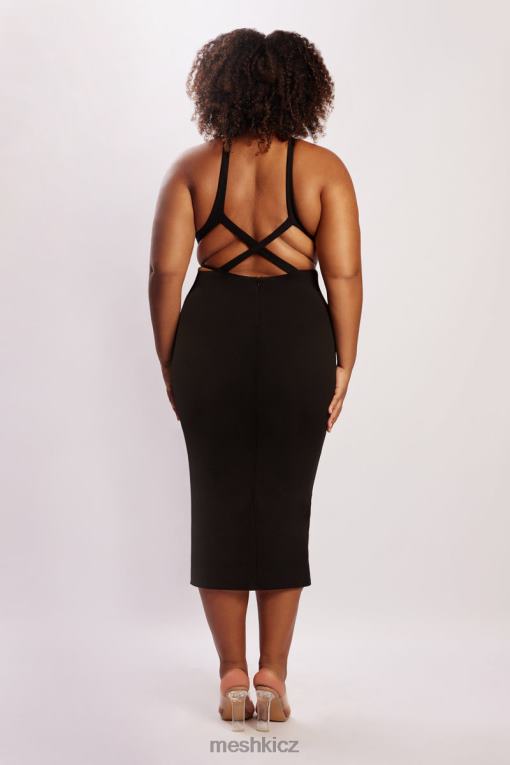 oblečení Meshki briana vystřihla midi šaty Černá V0D0D721
