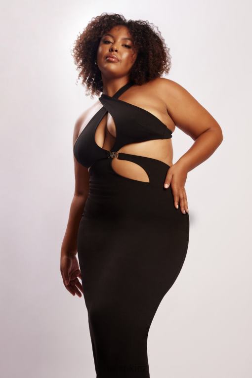 oblečení Meshki briana vystřihla midi šaty Černá V0D0D721