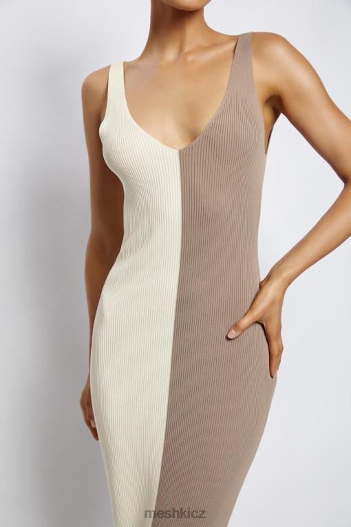 oblečení Meshki jodie dvoubarevné midi šaty s výstřihem do V více nahá V0D0D750