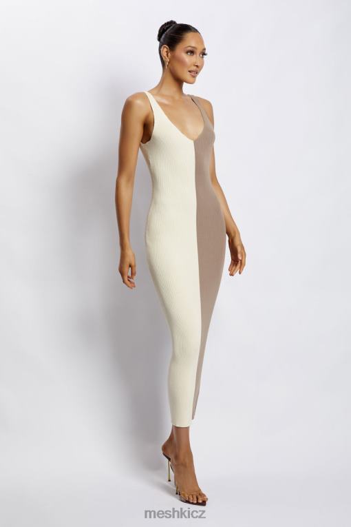 oblečení Meshki jodie dvoubarevné midi šaty s výstřihem do V více nahá V0D0D750