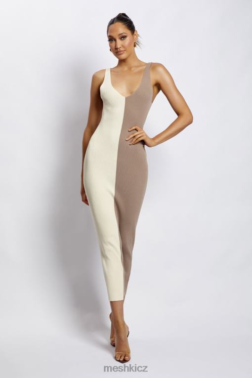 oblečení Meshki jodie dvoubarevné midi šaty s výstřihem do V více nahá V0D0D750