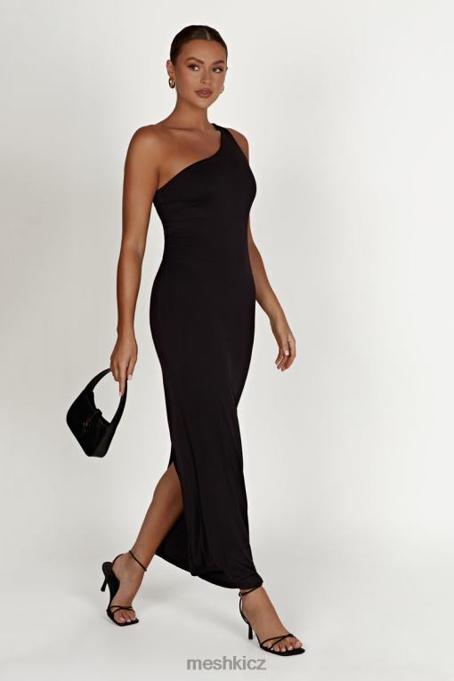 oblečení Meshki midi šaty na jedno rameno z recyklovaného nylonu teagan Černá V0D0D501