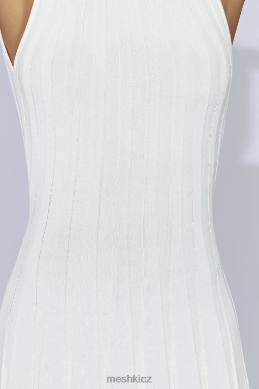 oblečení Meshki osika zadní klíčové dírky pletené midi šaty bílý V0D0D440