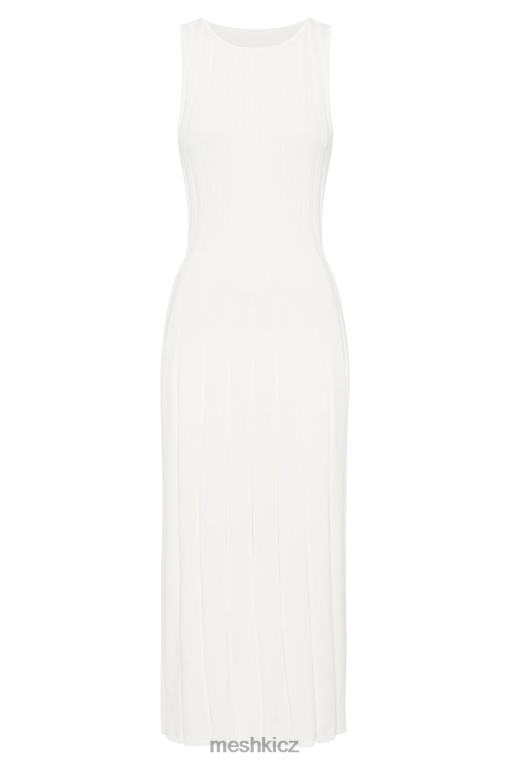 oblečení Meshki osika zadní klíčové dírky pletené midi šaty bílý V0D0D440