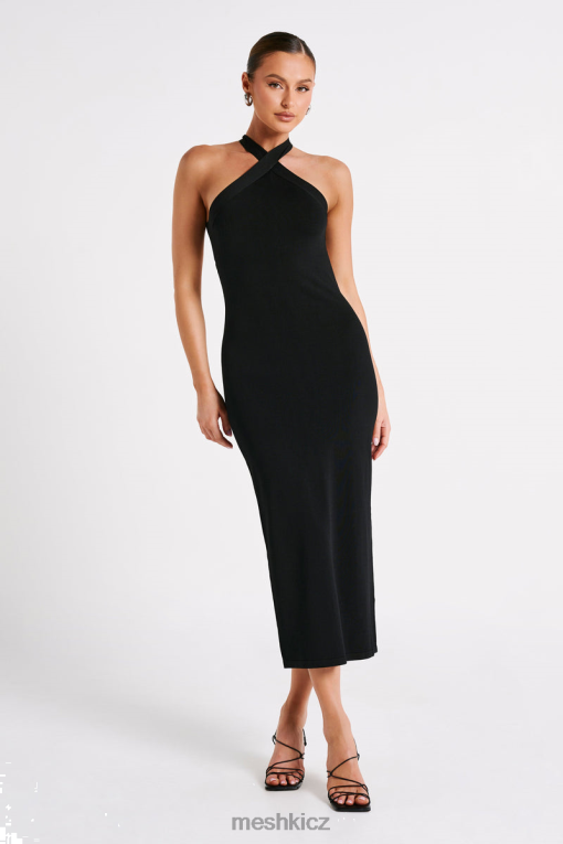 oblečení Meshki Úplet midi šaty se sarai ohlávkou Černá V0D0D48