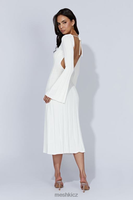 oblečení Meshki pletené midi šaty s jalovcovým rukávem bílý V0D0D362