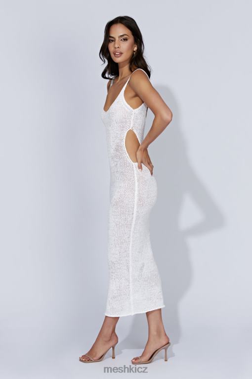 oblečení Meshki shae pletené midi šaty s lopatkou bílý V0D0D274