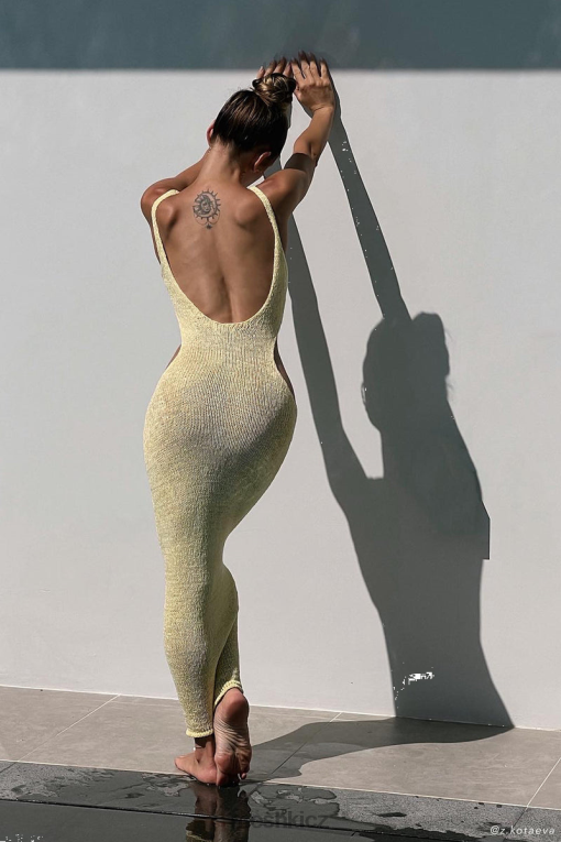 oblečení Meshki shae pletené midi šaty s lopatkou citrón V0D0D189