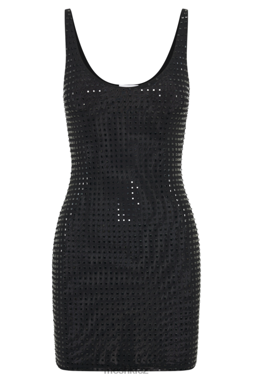 oblečení Meshki Presley čtvercové diamantové mini šaty Černá V0D0D98