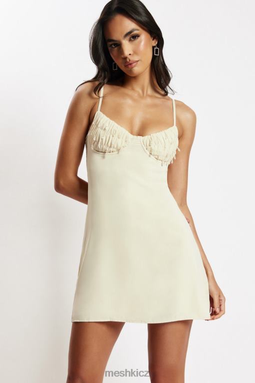 oblečení Meshki amelie nařasené šaty s poprsím krém V0D0D523