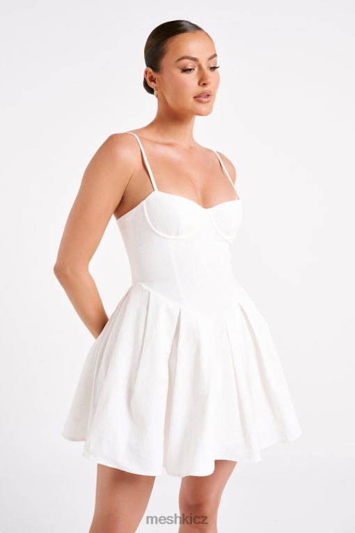 oblečení Meshki dorinda plisované plátěné minišaty bílý V0D0D4