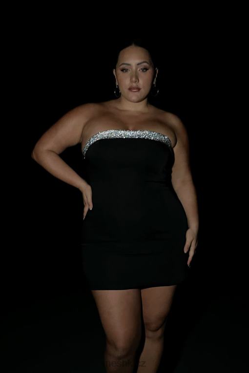 oblečení Meshki minišaty kiya s kontrastem diamantů Černá V0D0D329