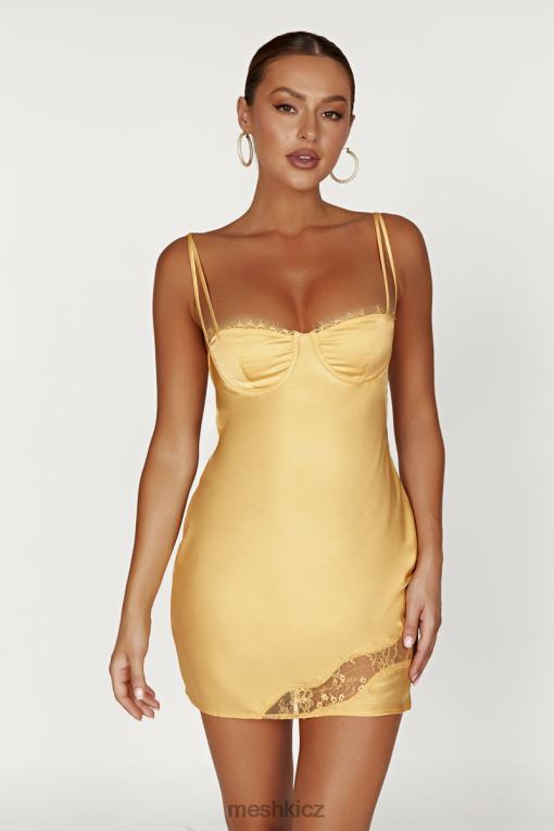 oblečení Meshki saténové krajkové minišaty joslyn citrón V0D0D168