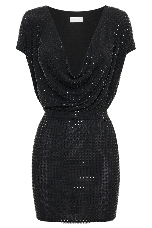 oblečení Meshki seona čtvercové diamantové mini šaty Černá V0D0D130