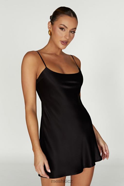 oblečení Meshki valentinské saténové minišaty Černá V0D0D423