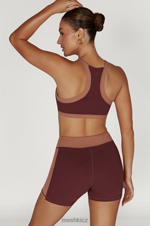 oblečení Meshki becca dvoubarevná zkrácená sportovní podprsenka mahagon/hnědá V0D0D1038