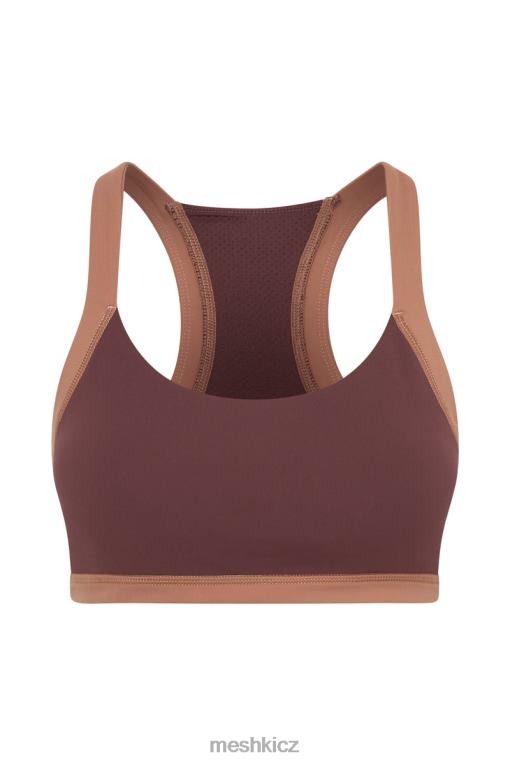 oblečení Meshki becca dvoubarevná zkrácená sportovní podprsenka mahagon/hnědá V0D0D1038