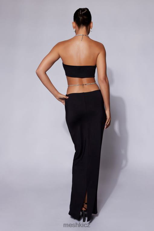 oblečení Meshki ruby diamante lano ruched bandeau Černá V0D0D1120