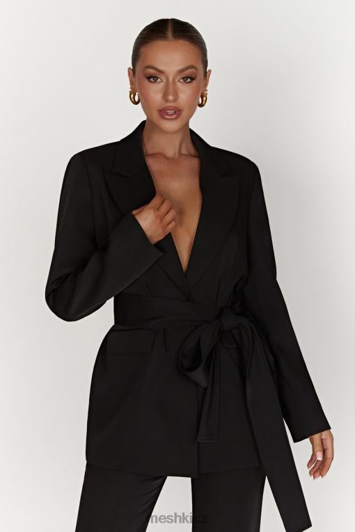 oblečení Meshki arna oversized sako s páskem Černá V0D0D1643