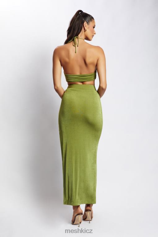 oblečení Meshki alizeh ruched halter crop top zelená V0D0D1203