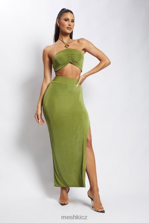 oblečení Meshki alizeh ruched halter crop top zelená V0D0D1203