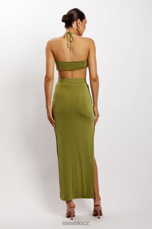 oblečení Meshki alizeh ruched halter crop top zelená V0D0D1203