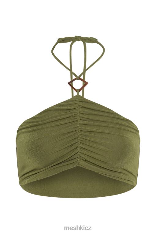 oblečení Meshki alizeh ruched halter crop top zelená V0D0D1203