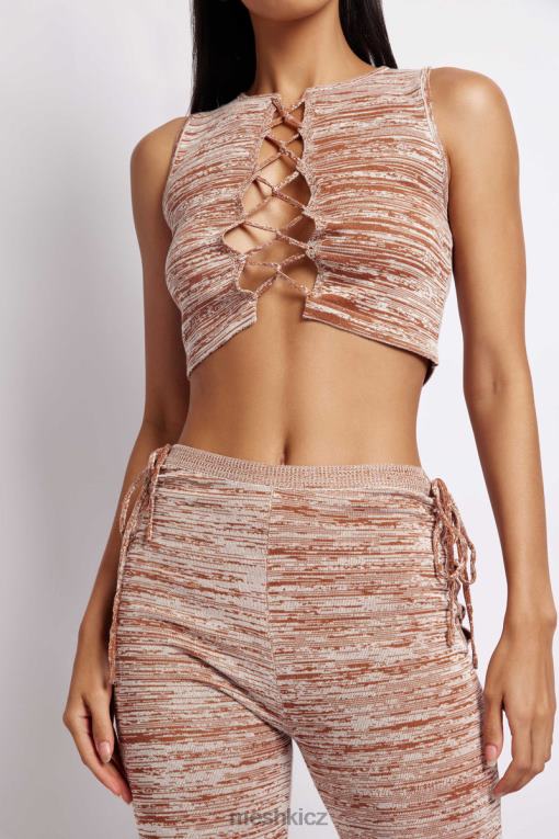 oblečení Meshki angelica krajkový úpletový top hnědé vesmírné barvivo V0D0D1109