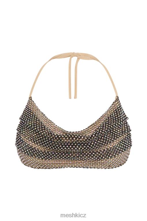 oblečení Meshki casey mesh diamante halter crop duhově černá V0D0D983