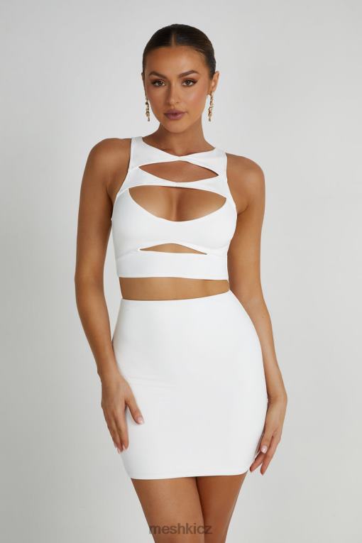 oblečení Meshki chloe cut out crop top bílý V0D0D792