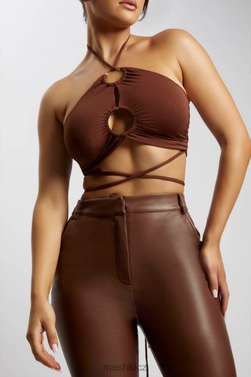 oblečení Meshki crop top sabrina ruched halter čokoláda V0D0D1169