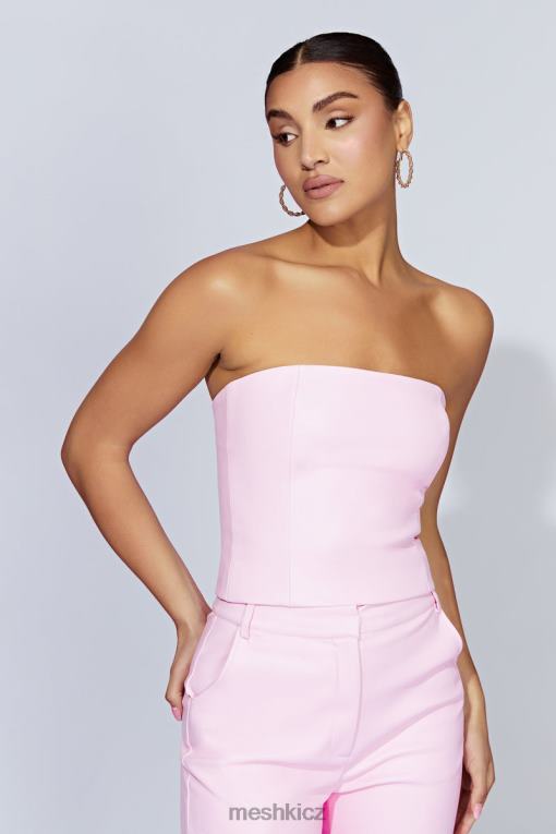 oblečení Meshki crop top z umělé kůže pamela bez ramínek dětská růžová V0D0D1076