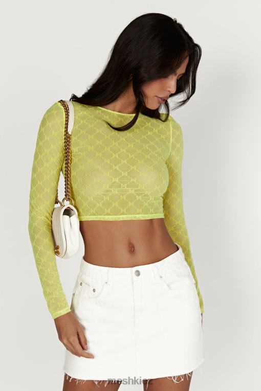 oblečení Meshki crop top ze síťoviny letitia s monogramem čerstvé zelené V0D0D1217