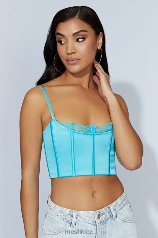 oblečení Meshki jezerní krajkový crop top akvamarín V0D0D1048
