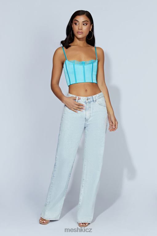 oblečení Meshki jezerní krajkový crop top akvamarín V0D0D1048