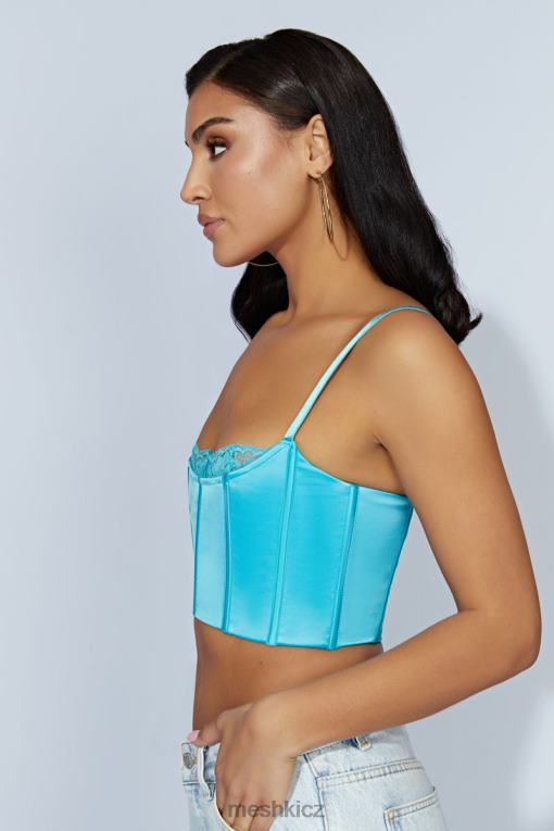 oblečení Meshki jezerní krajkový crop top akvamarín V0D0D1048