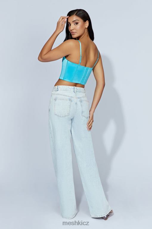 oblečení Meshki jezerní krajkový crop top akvamarín V0D0D1048