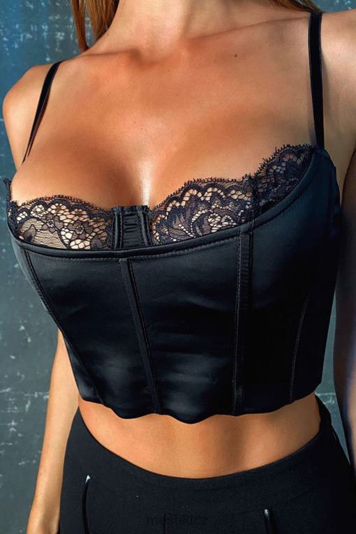 oblečení Meshki jezerní krajkový crop top Černá V0D0D901